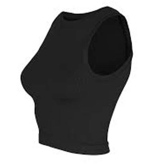 PRISM² 2 SQUARED RIBBED LUMINOUS Black Ribbed Cropped Tank Top Vest 1 OS Med - Picture 4 of 4